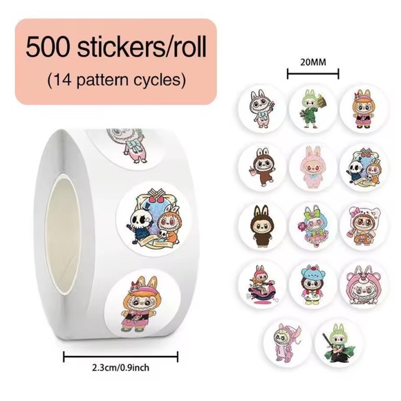 Labubu 500ct Sticker Roll - Picture 1 of 5
